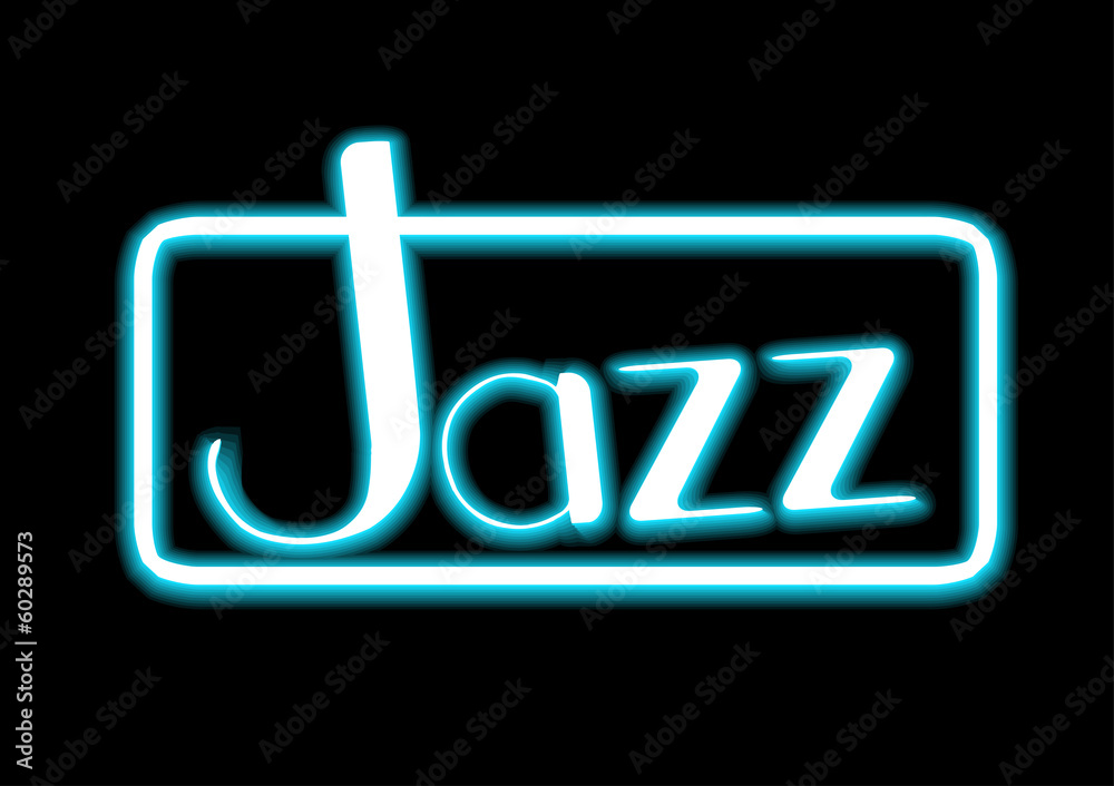 Jazz blue neon on black background vector
