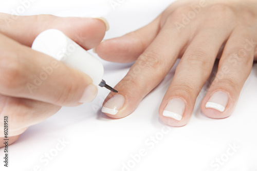 French manicure nail polishing