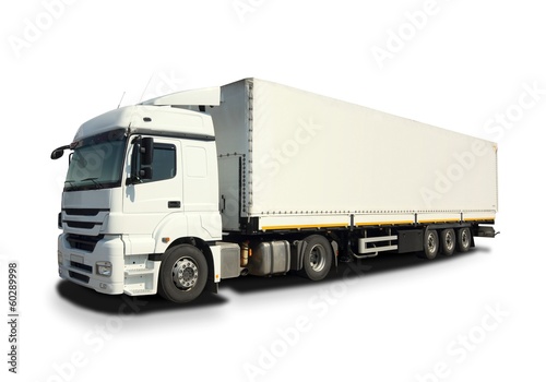 Isolated white cargo truck