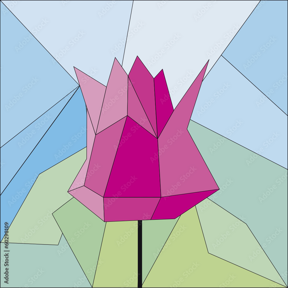 origami_tulip_single_big_pink_02 - obrazy, fototapety, plakaty 