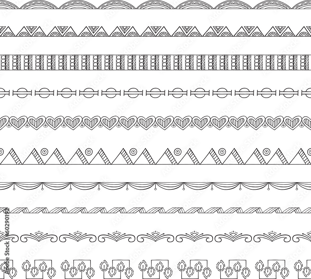 Seamless Doodle Border and Frame Elements Seamless Doodle Border and Frame Elements