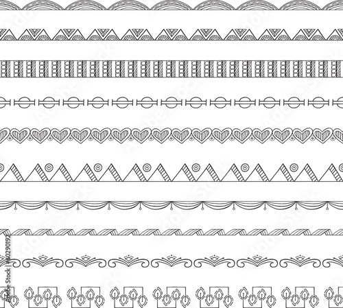 Seamless Doodle Border and Frame Elements