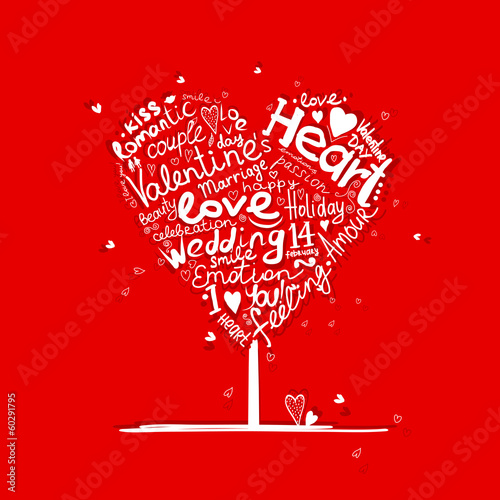 Valentine tree heart shape for your design