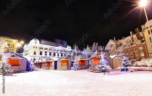 Night view at Riga, Latvia in Christmas time photo