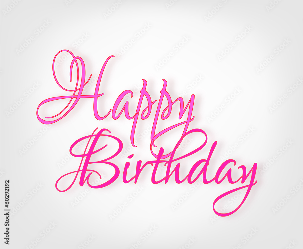Happy Birthday card with pink decorative inscription