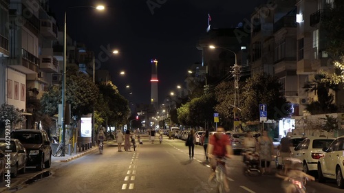 Tel Aviv night Ben Yehuda street time lapse photo