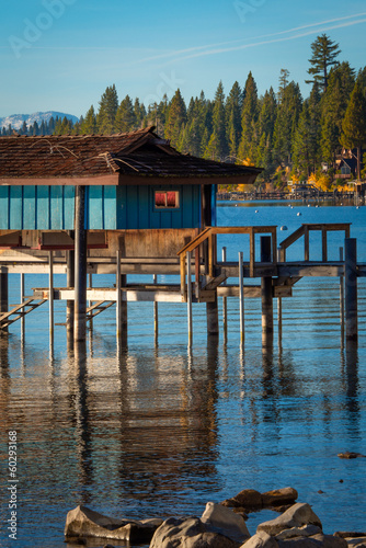Stilt hut in a lake