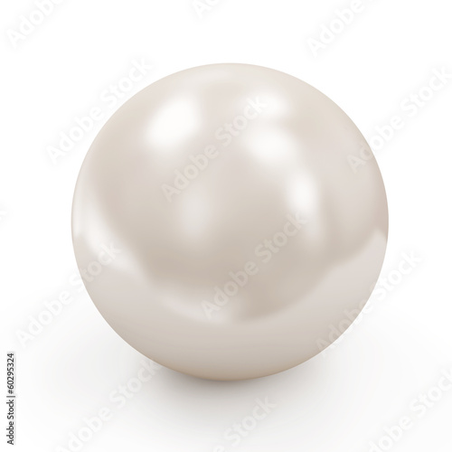 Shiny White Pearl isolated on white background photo