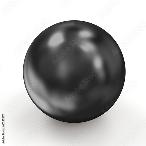 Shiny Black Pearl isolated on white background