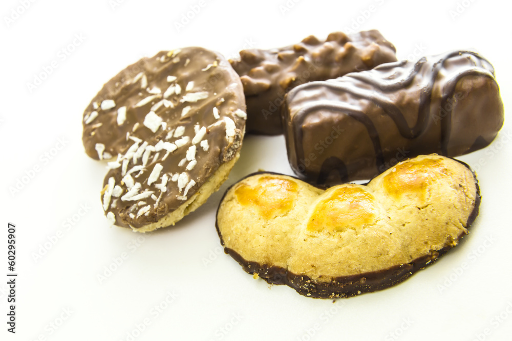 almond butter biscuits dipped in milk & dark chocolate
