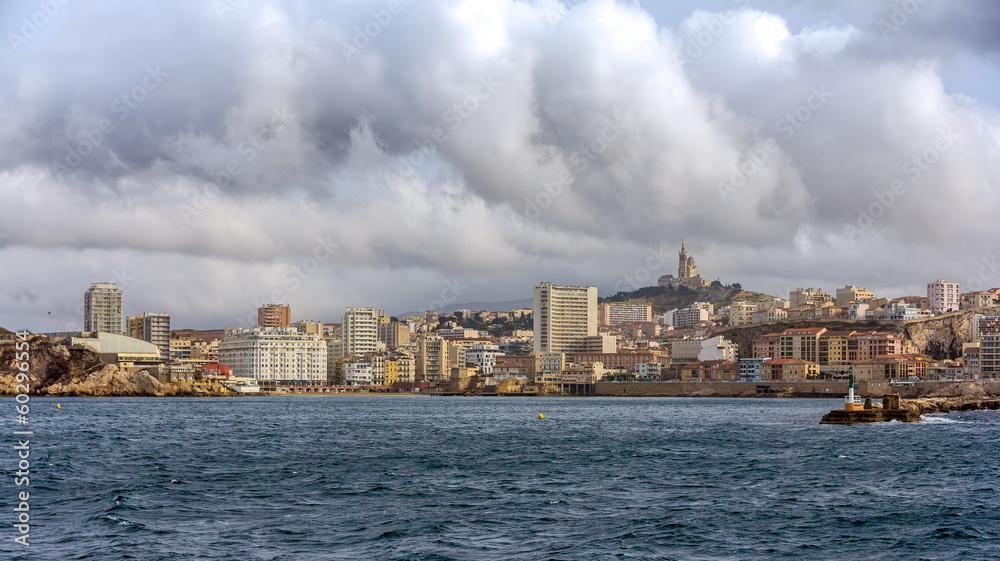 View of Marseille from Mediterranean Sea - France