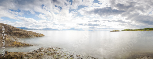Fototapeta Naklejka Na Ścianę i Meble -  Panoramic long exposure shot of the sea in Norway