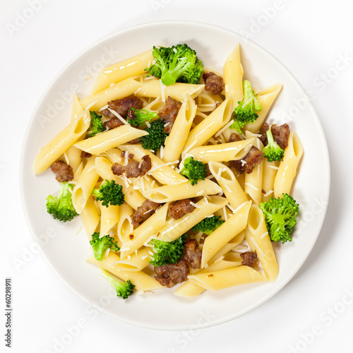 Delicious pasta with sausage and broccoli