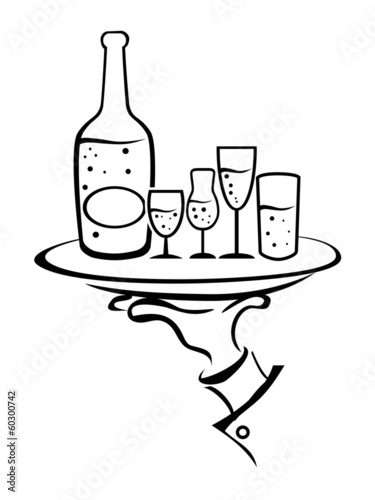 Waiter Hand Holds Wine Tray