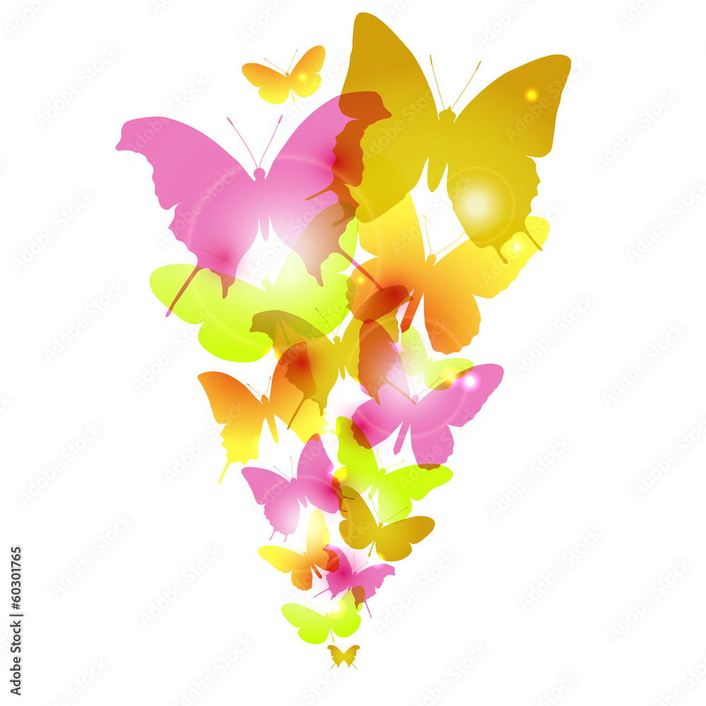 Watercolor butterflies design with flare Watercolor butterflies design with flare