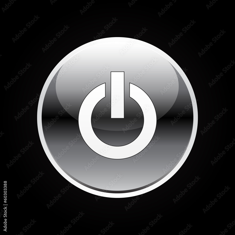 Power button sign on black Power button sign on black