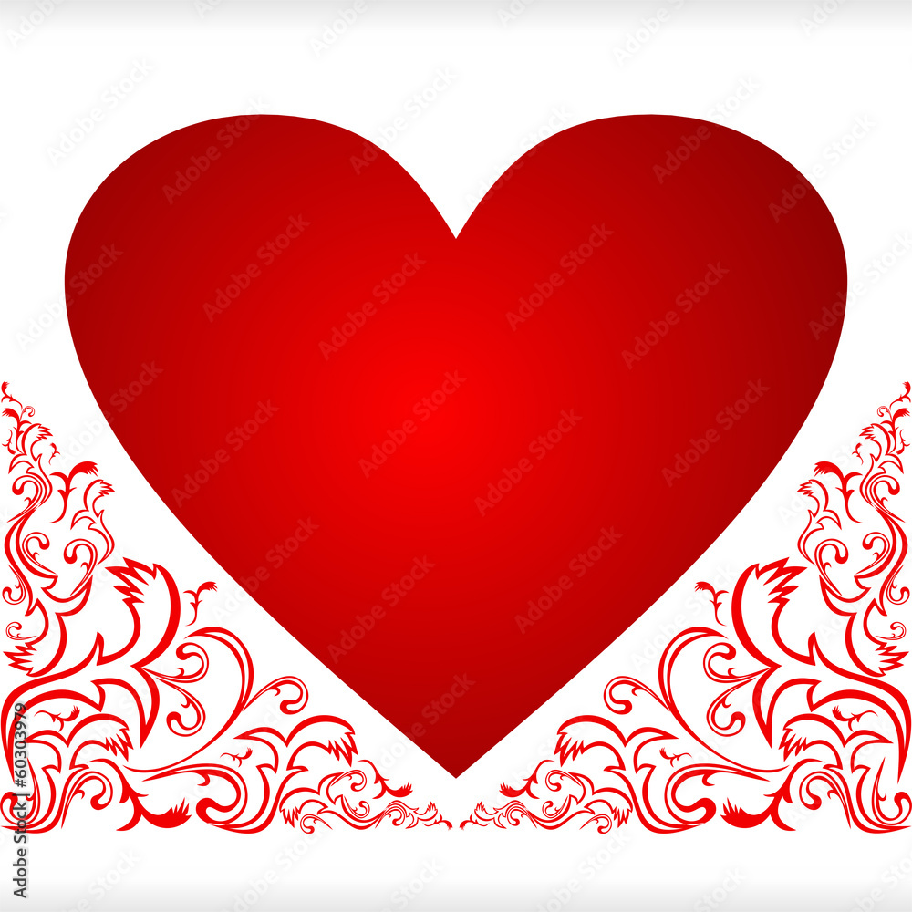 Heart for Valentine's Day with floral Borders. Heart for Valentine's Day with floral Borders.