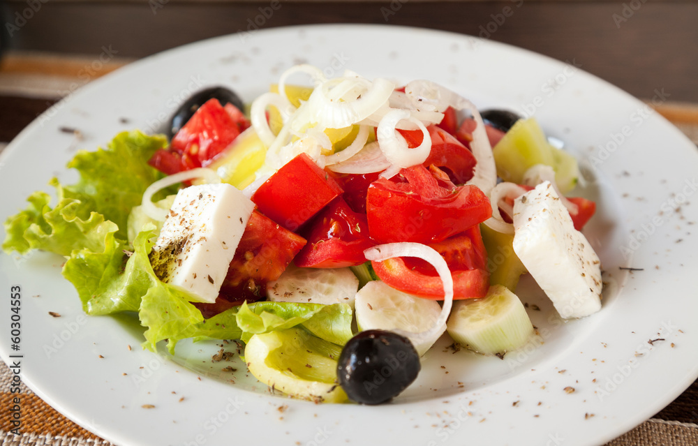 Greek salad with tomatoes and feta cheese