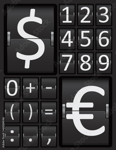 Scoreboard Mechanical Panel Numbers and Currency Characters