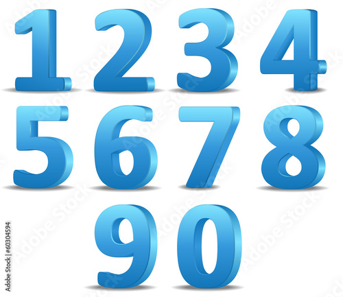 3D Alphabet Numbers, Vector Illustration.