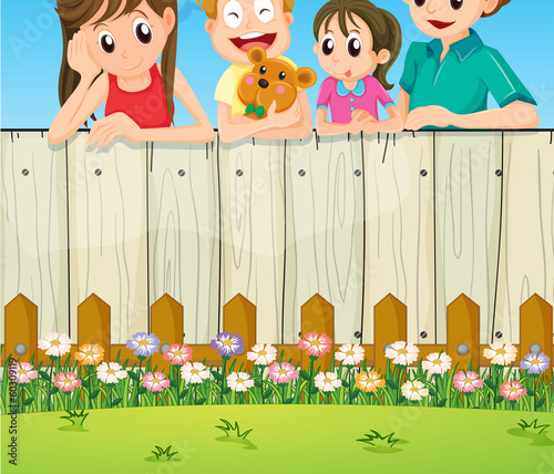 A family at the backyard