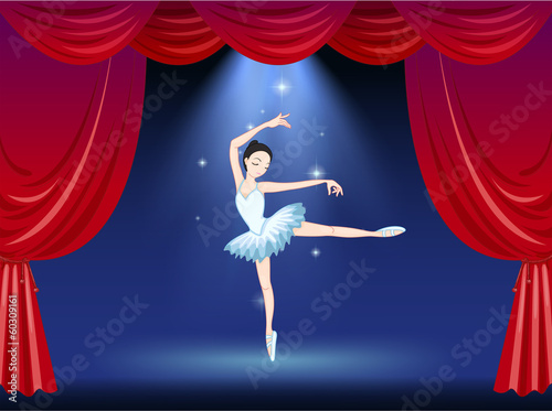 A stage with a beautiful ballerina dancer