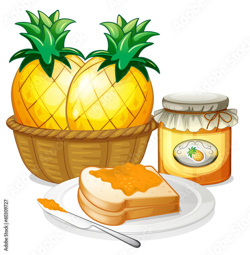 Pineapple, jam and sandwich