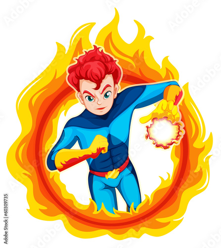 A flaming superhero