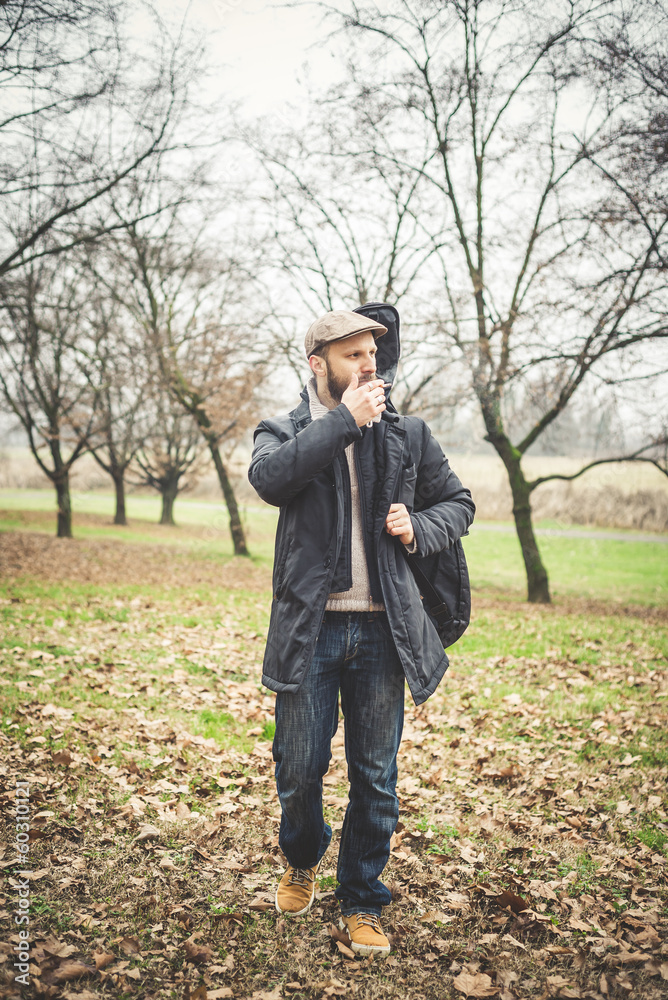 bearded man at the park