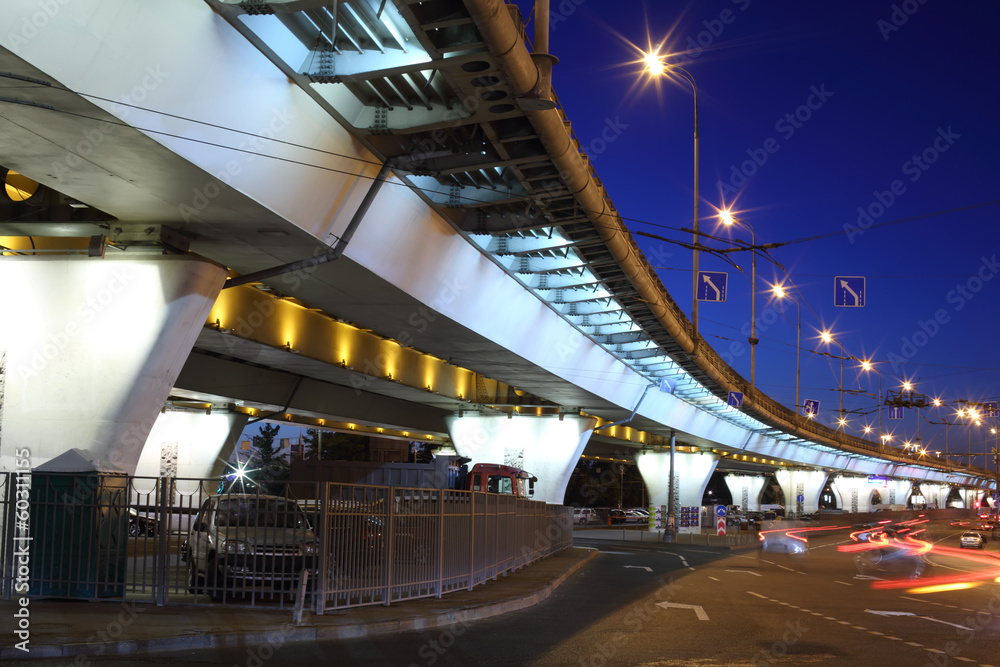Night urban landscape with a road junction at night Night urban landscape with a road junction at night