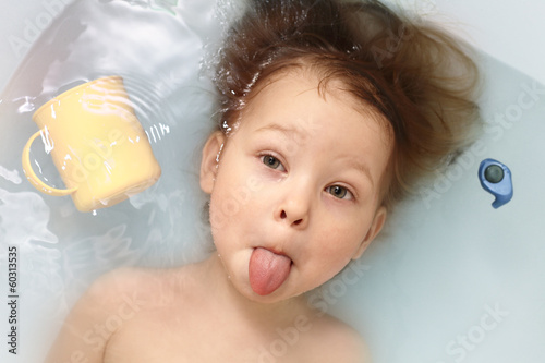happy boy in bathtub