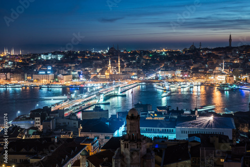 night Istanbul Galata bridge Bosphorus