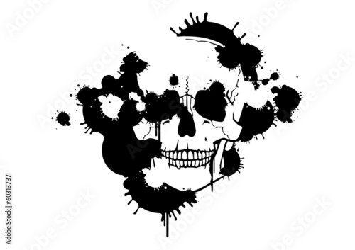 Ink blots creating a skull silhouette