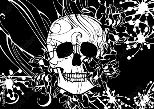 Floral pattern with a skull