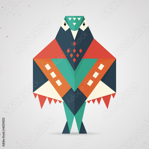 Colourful origami pigeon or dove