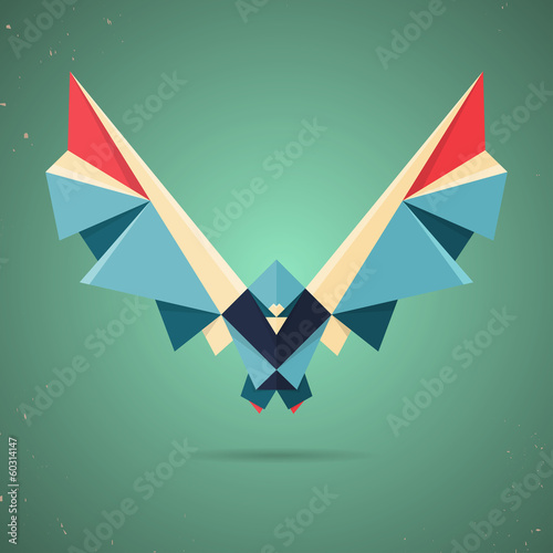 Colourful origami pigeon or dove