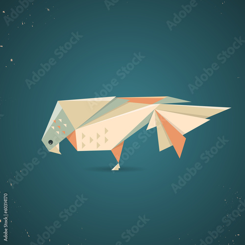 Colourful origami pigeon or dove