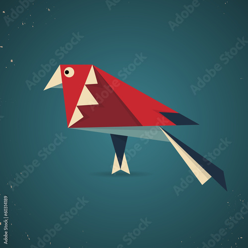 Colourful origami bird pigeon or dove