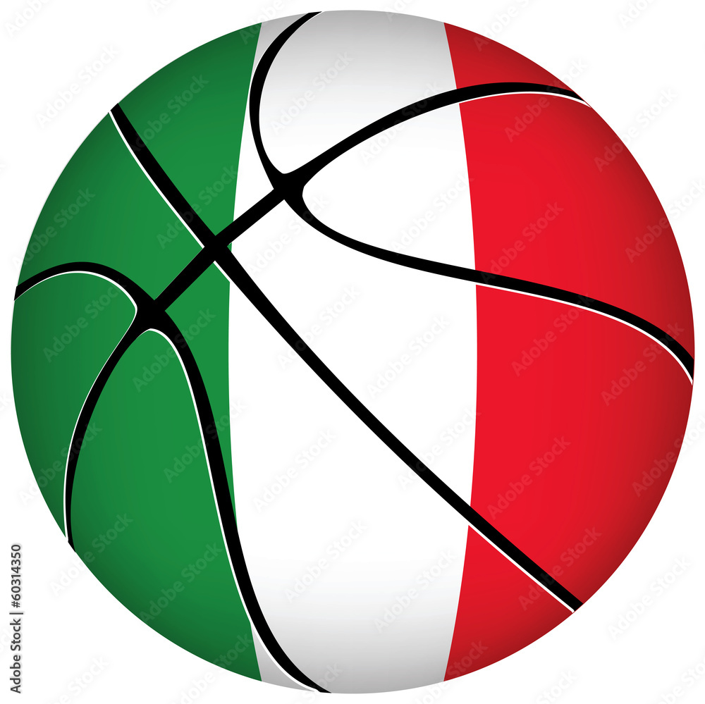 Fototapeta premium 3D basket ball with Italian flag on white.