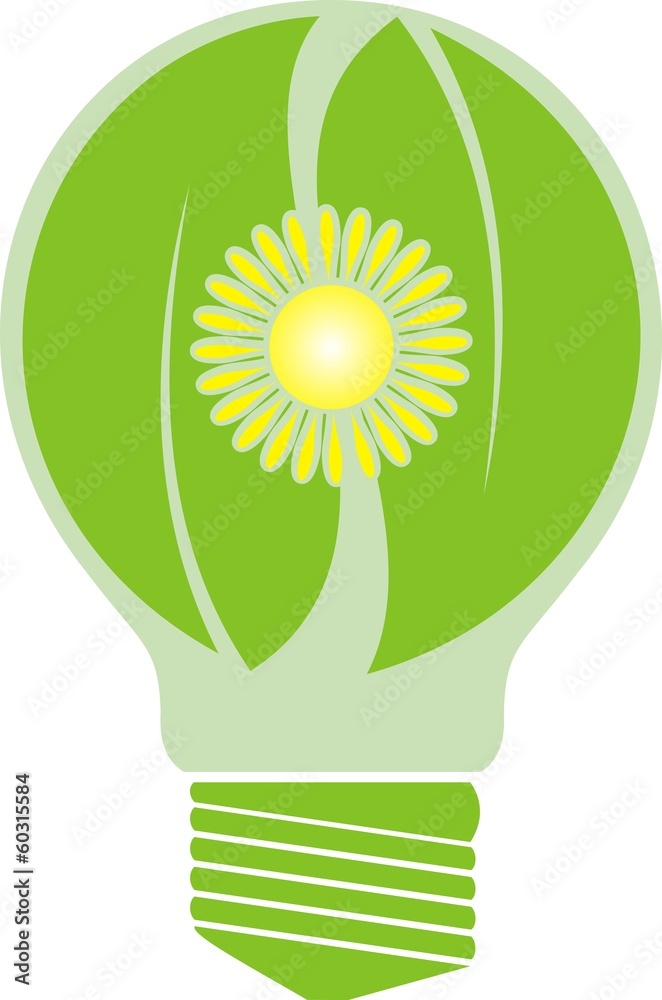 Ecology green bulb - obrazy, fototapety, plakaty 