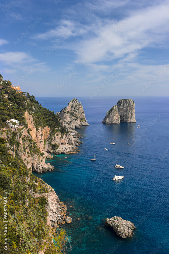rocks in the sea. Faraglioni, Capri, Italy