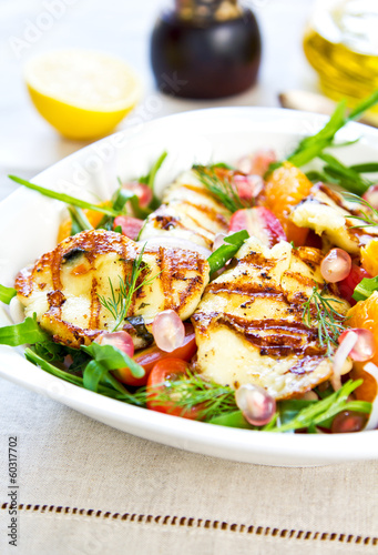 Halloumi with Orange and Rocket salad