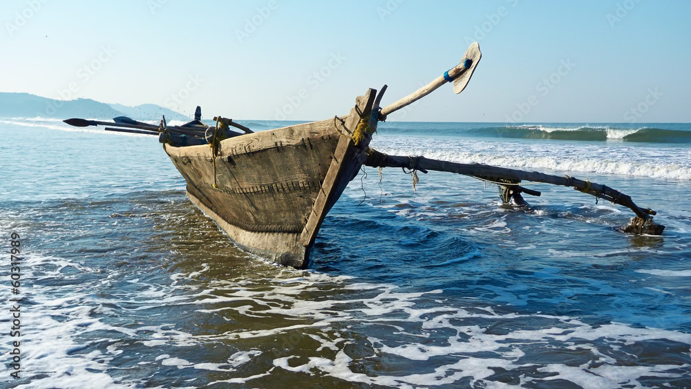 Fototapeta premium Indian traditional wooden fishing boat. GOA