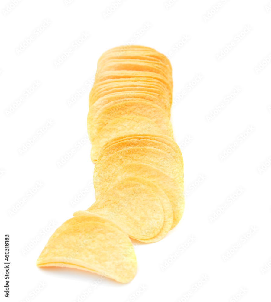Stack of potato chips. Stack of potato chips.
