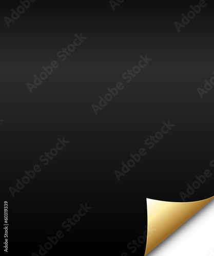 Black paper with gold folded corner.