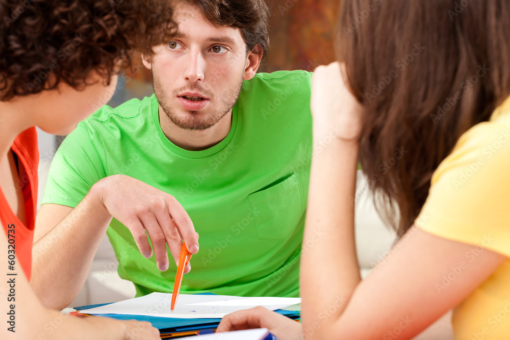 Students discussing about project Students discussing about project