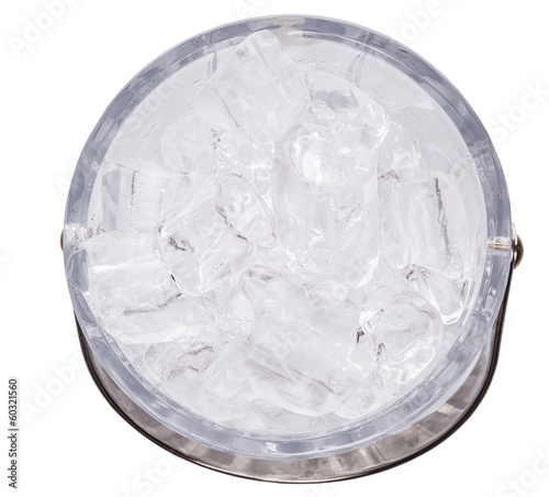 Crystal made ice bucket filled with ice cubes