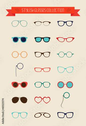 Hipster Retro Vintage Glasses Icon Set