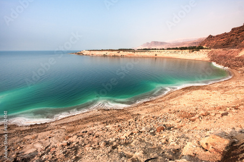 Overview of the Dead Sea shore from Jordan side