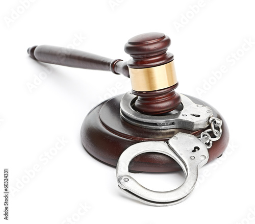 handcuffs and gavel